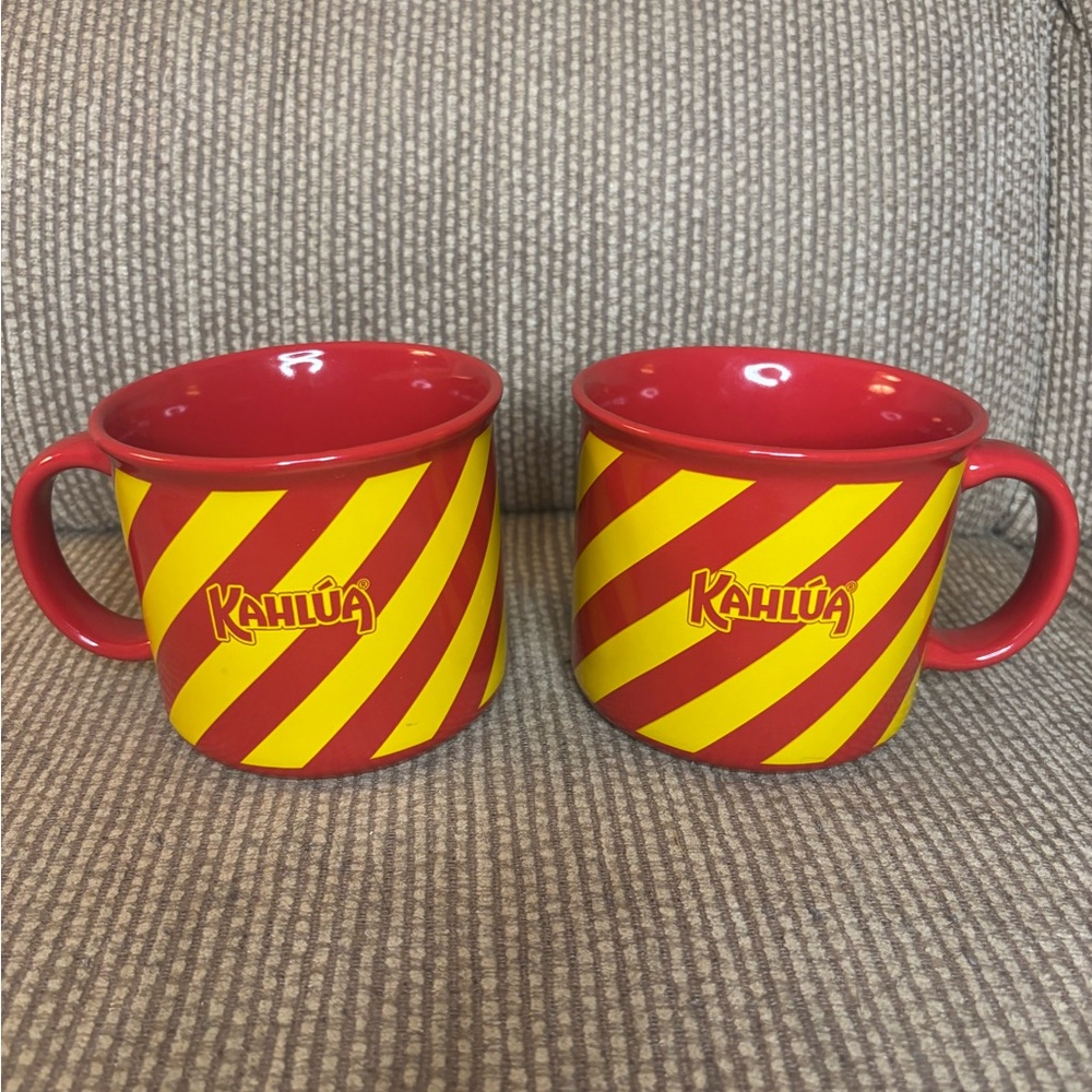 Kahlúa Striped Red and Yellow Set of 2 Mugs